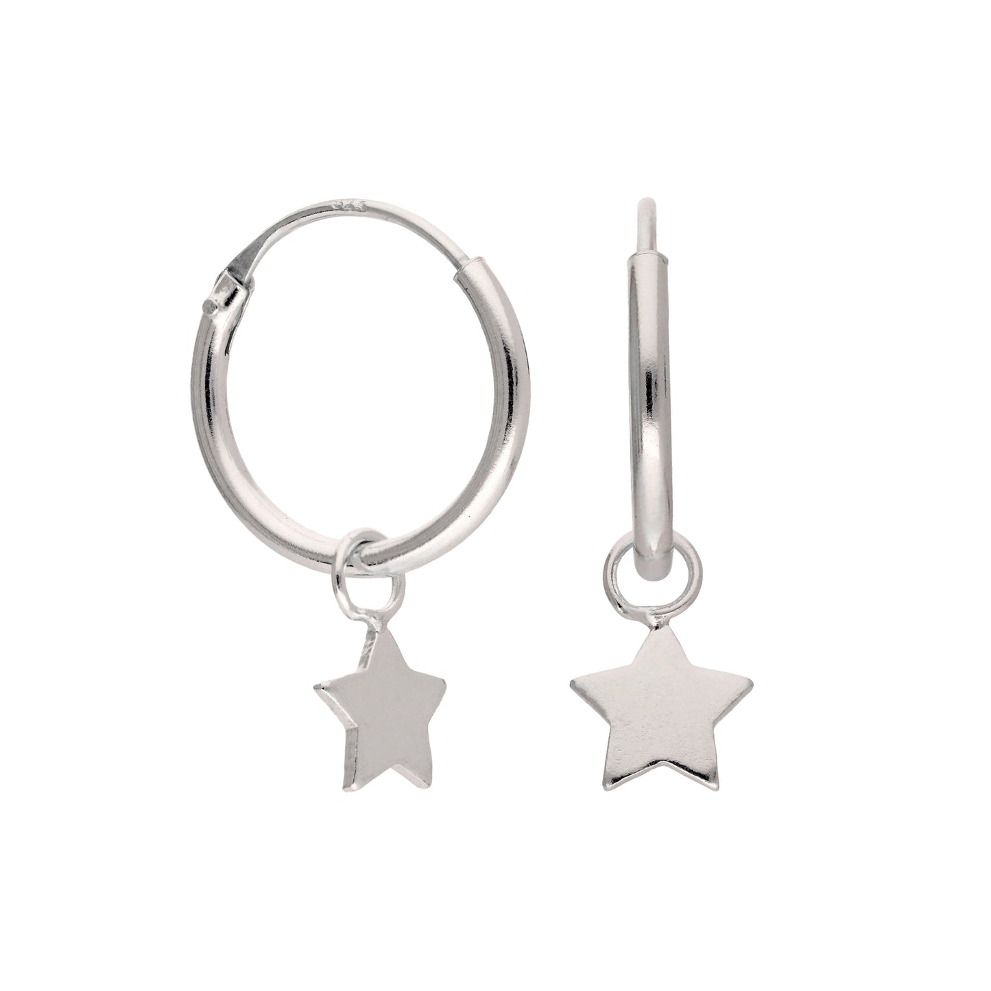 Petites boucles d'oreilles créoles à charnière en argent sterling avec breloque étoile de 12 mm
