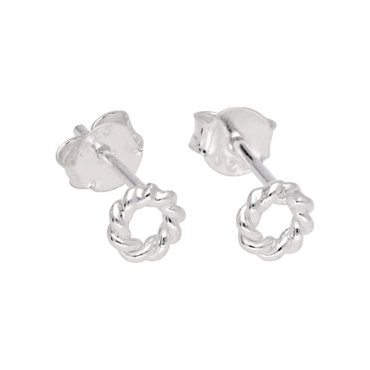 Petites boucles d'oreilles à tige en argent sterling avec cercle torsadé Karma