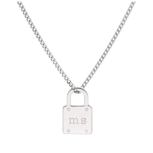Collier cadenas sur mesure en argent sterling avec initiales, 40 à 71 cm