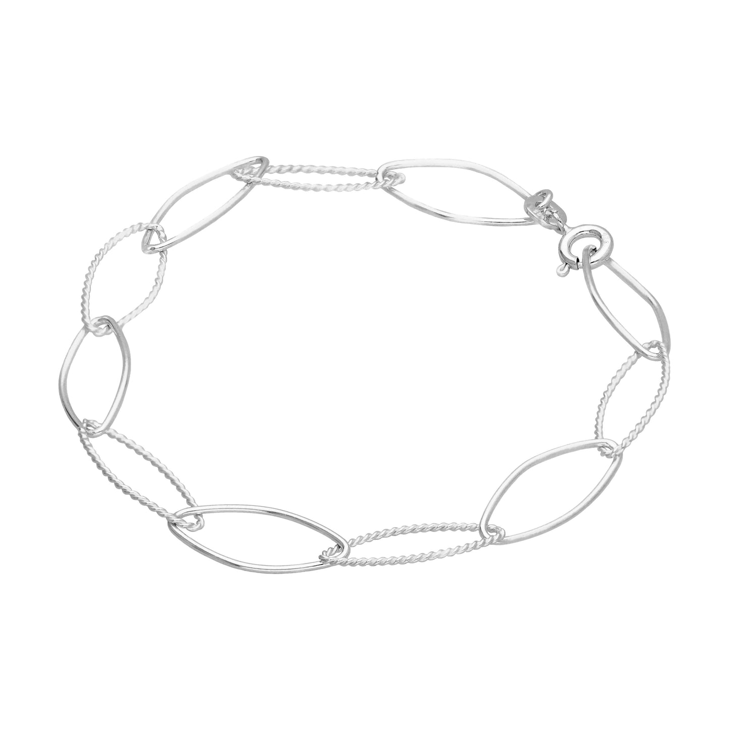 Bracelet chaîne à maillons ovales torsadés en argent sterling