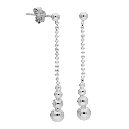 Boucles d'oreilles pendantes en argent sterling avec boules perlées