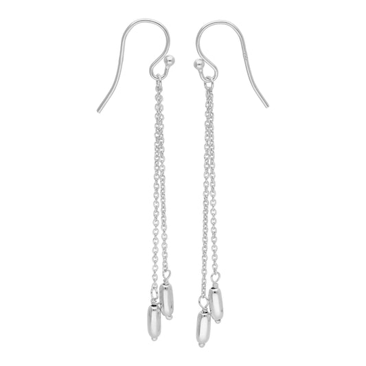 Boucles d'oreilles pendantes en argent sterling à double chaîne et pépites