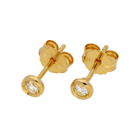 Boucles d'oreilles rondes en or 9 carats avec diamant de 0,09 ct