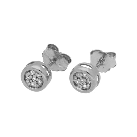 Boucles d'oreilles à tige en or blanc 9 carats avec diamants de 0,054 ct