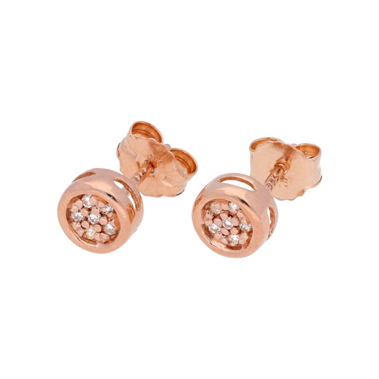 Boucles d'oreilles à tige en or rose 9 carats avec diamants de 0,054 ct
