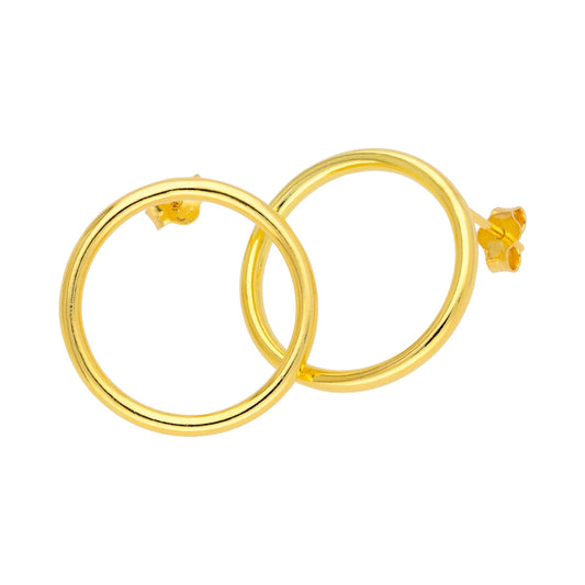 Boucles d'oreilles à tige en argent sterling plaqué or de 20 mm avec grand cercle ouvert