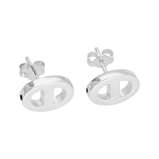 Boucles d'oreilles à tige en argent sterling à maillons ovales ouverts