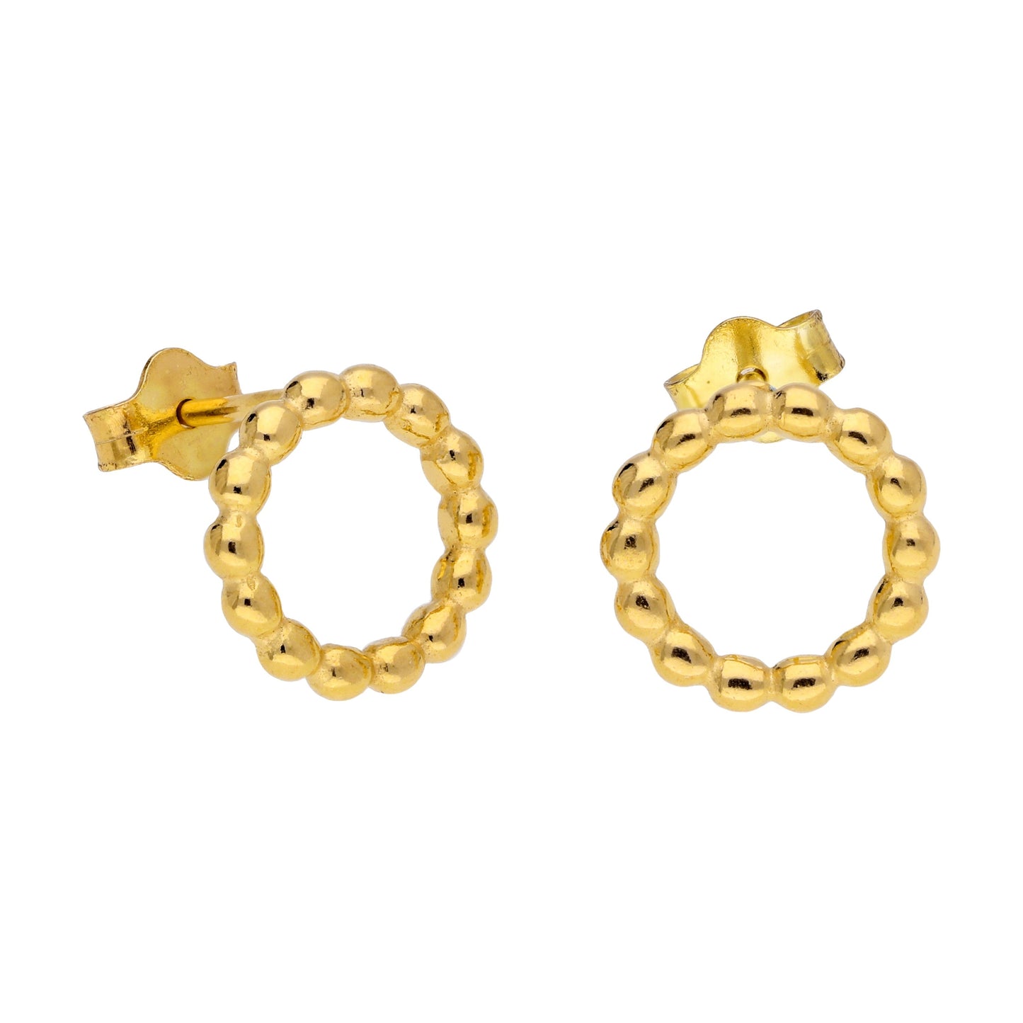 Boucles d'oreilles à tige en argent sterling plaqué or avec perles en forme de cercle