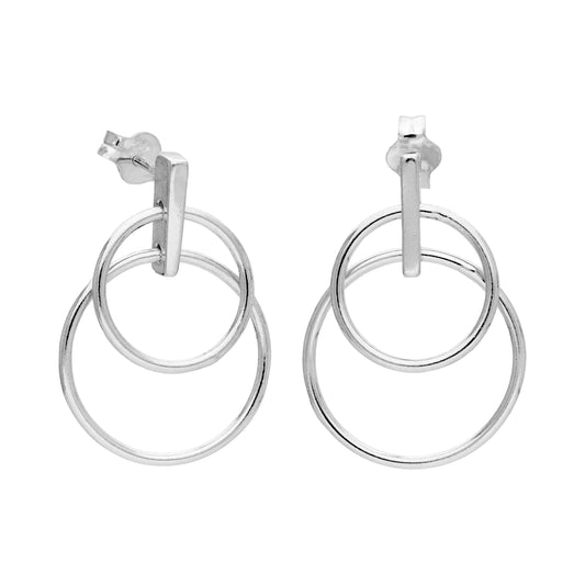 Boucles d'oreilles pendantes minimalistes en argent sterling à double cercle