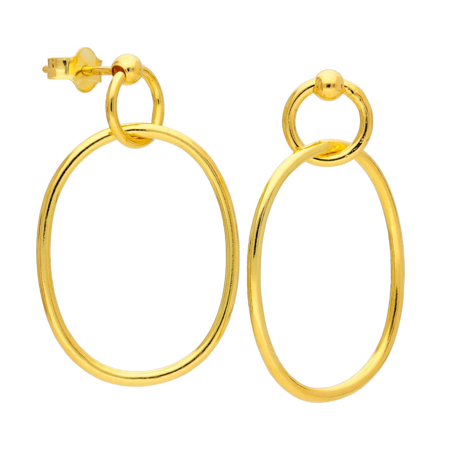 Boucles d'oreilles pendantes à tige entrelacées en argent sterling plaqué or