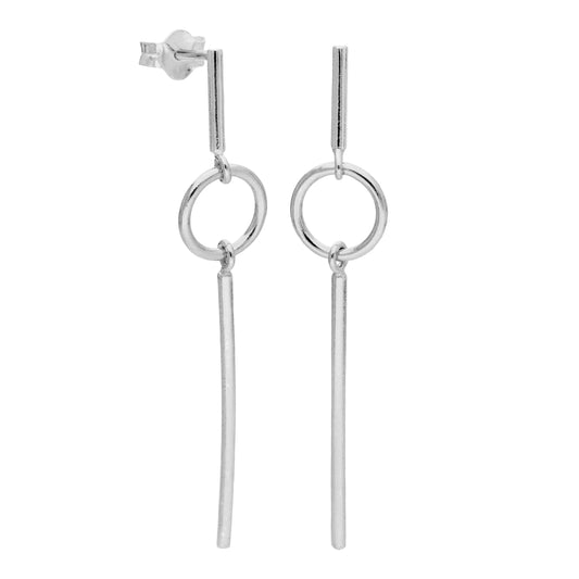 Boucles d'oreilles pendantes minimalistes en argent sterling avec barre circulaire