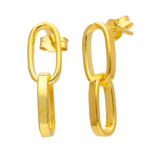 Boucles d'oreilles pendantes à chaîne en argent sterling plaqué or