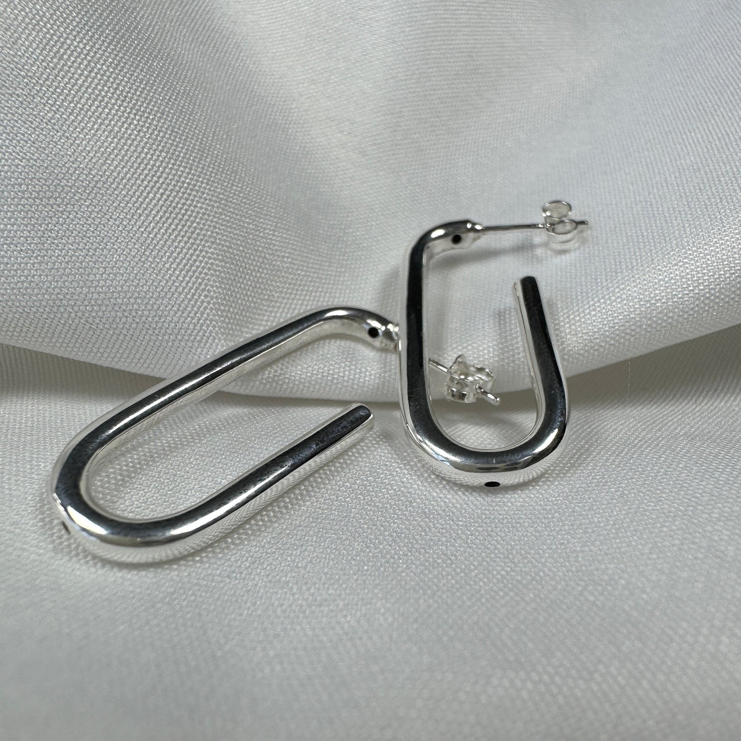 Boucles d'oreilles créoles ovales ouvertes en argent sterling