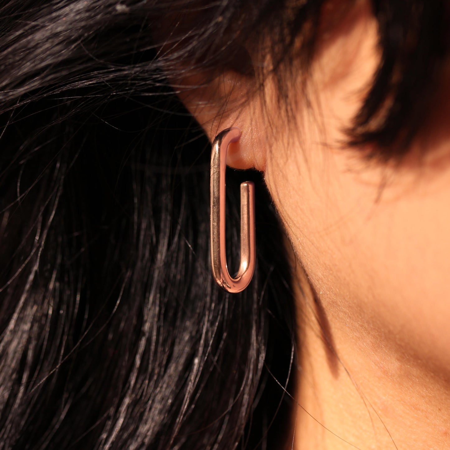 Boucles d'oreilles créoles ovales en argent sterling plaqué or rose