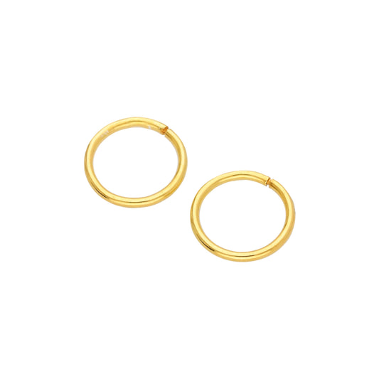 Boucles d'oreilles créoles dormeuses en argent sterling plaqué or de 8 mm