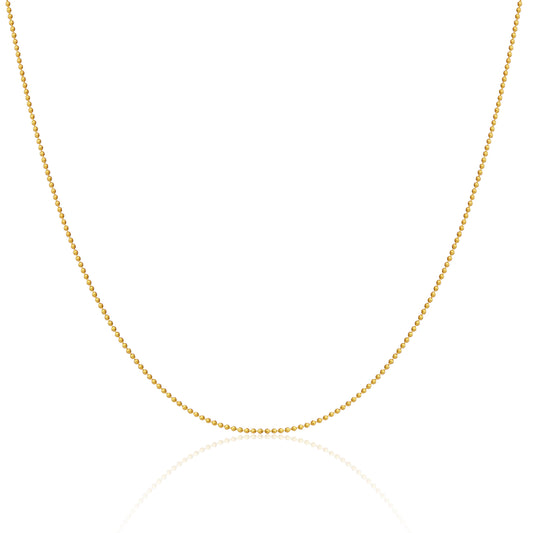 Chaîne à billes en argent sterling plaqué or de 1 mm, 35,6 cm