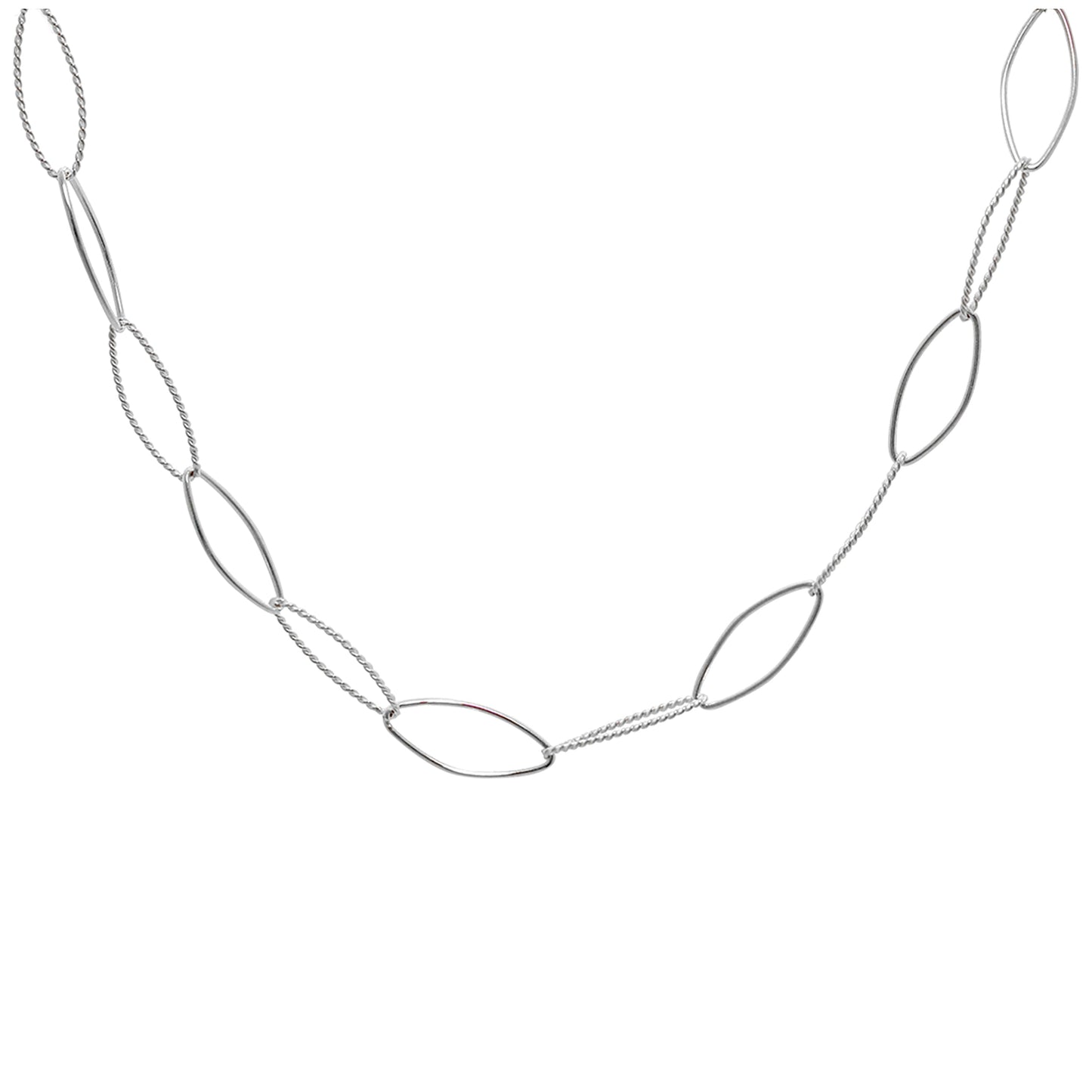 Collier à maillons ovales torsadés en argent sterling 14 + 2 pouces