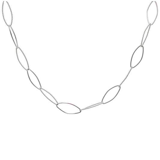 Collier à maillons ovales torsadés en argent sterling 14 + 2 pouces