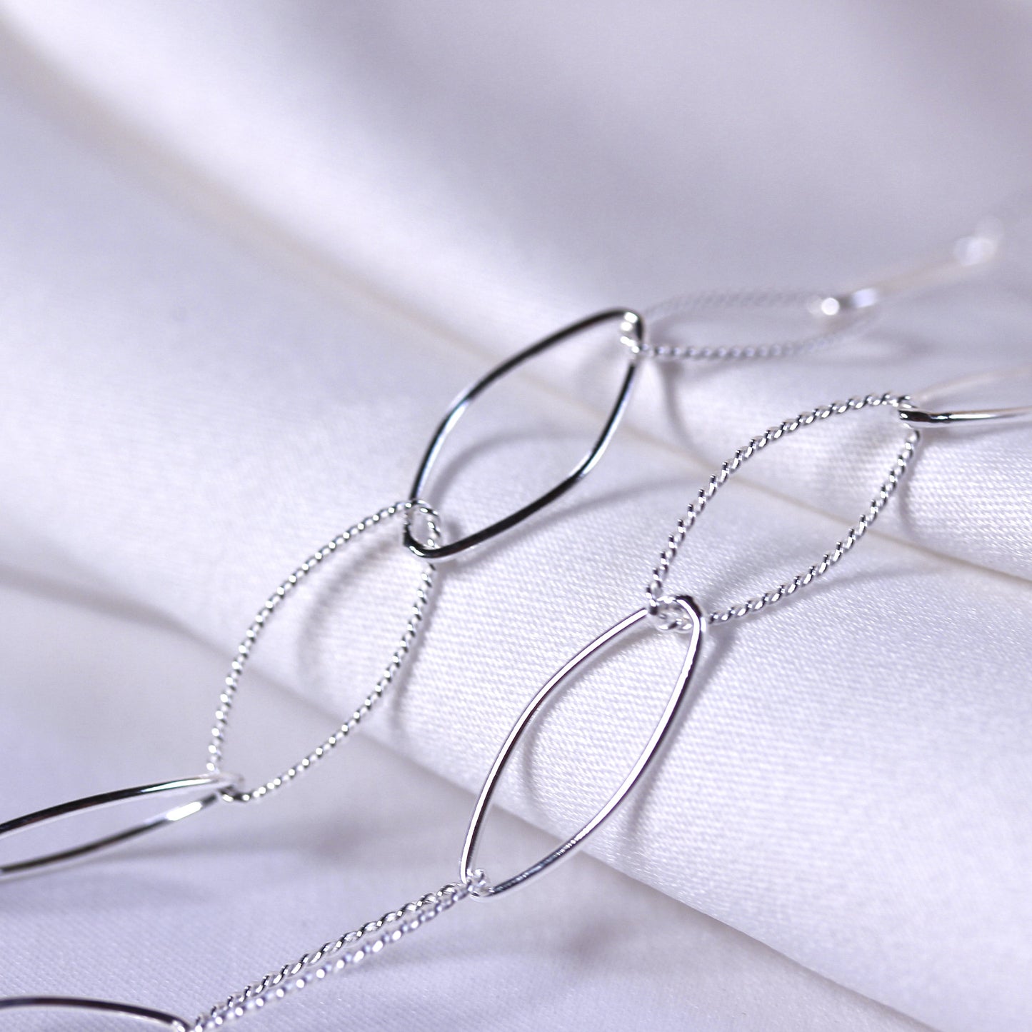 Collier à maillons ovales torsadés en argent sterling 14 + 2 pouces