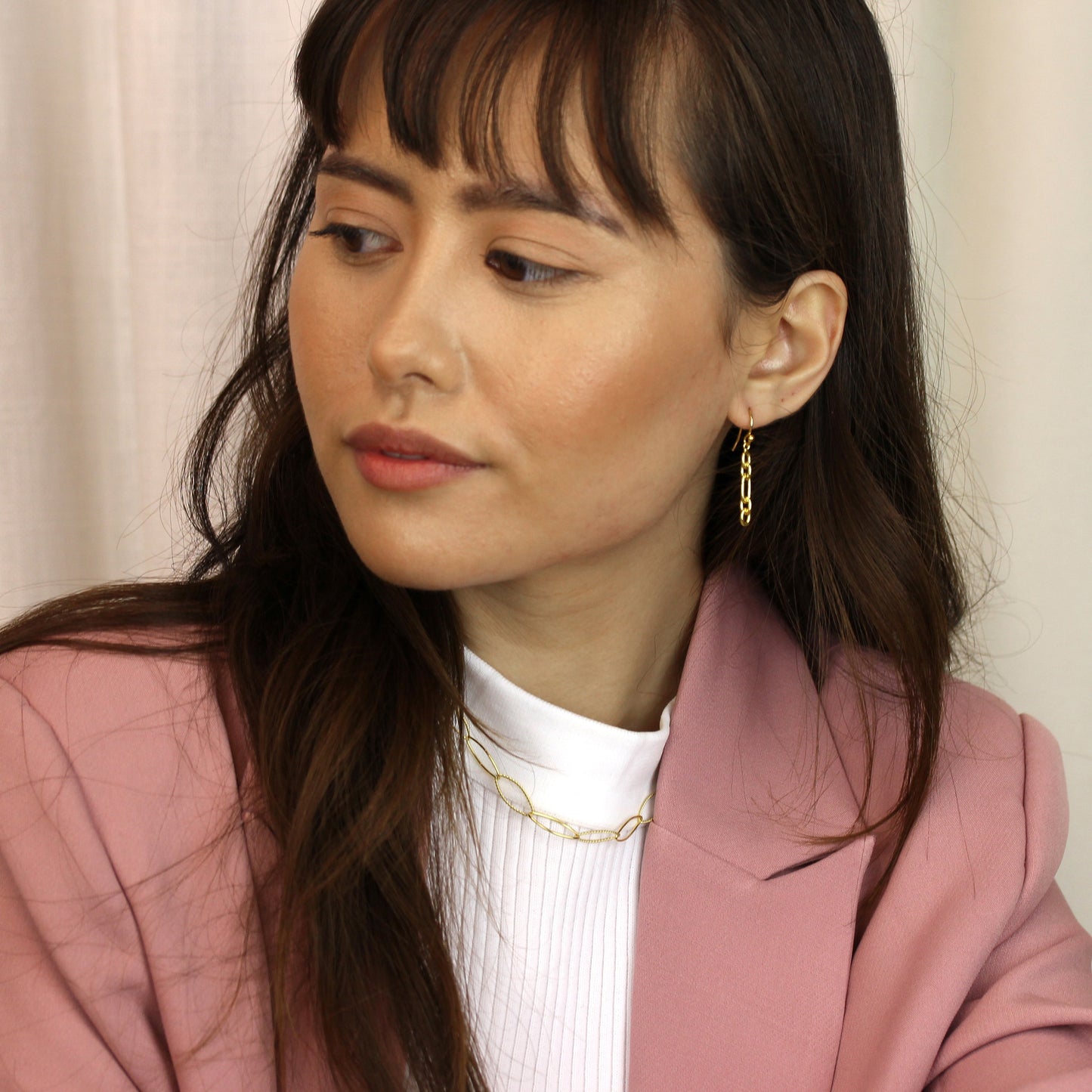 Collier à maillons ovales en argent sterling plaqué or 14 + 2 pouces