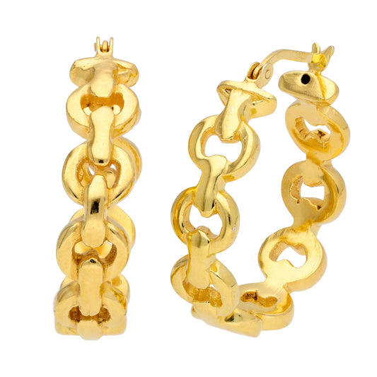 Boucles d'oreilles créoles à gros maillons en argent sterling plaqué or de 28 mm