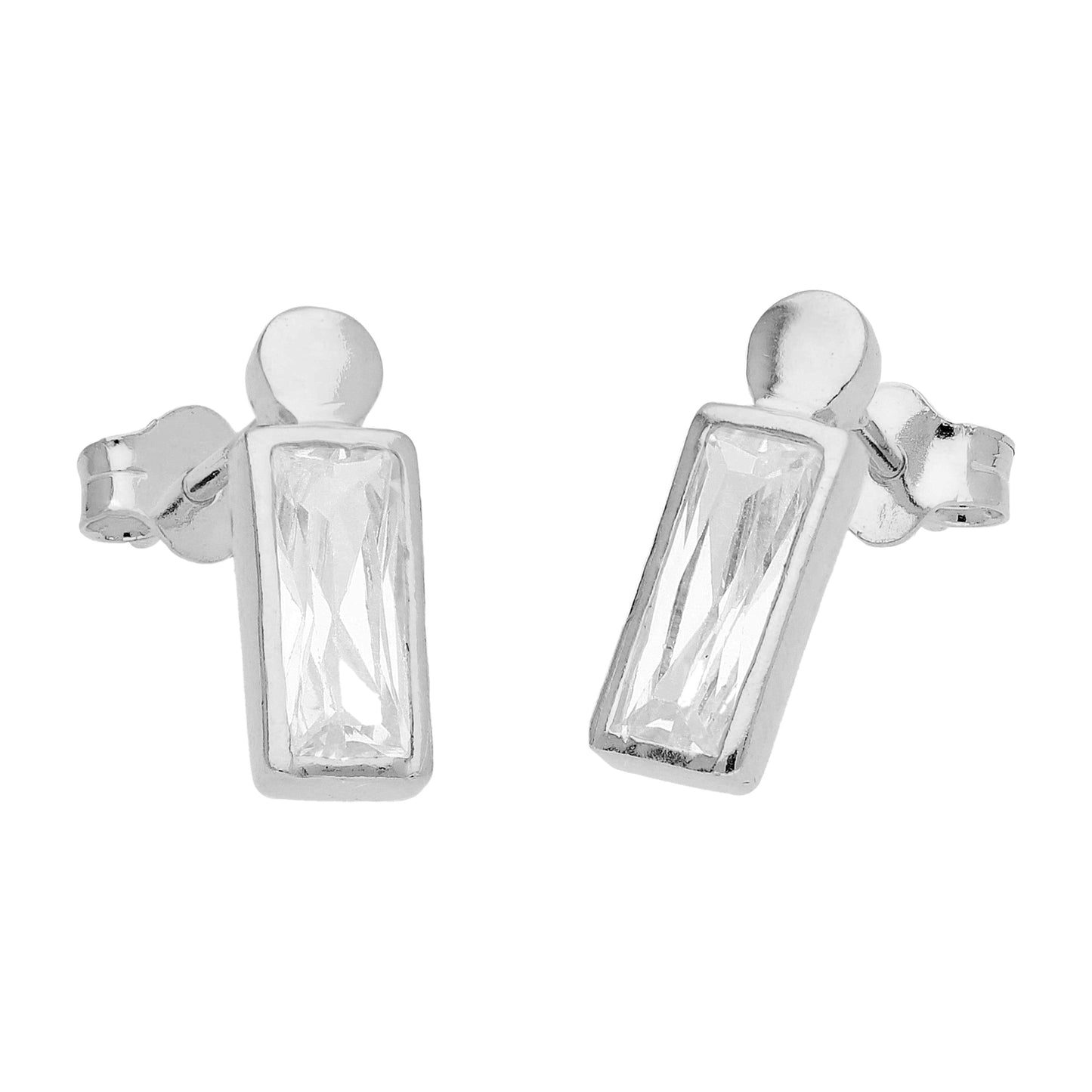 Boucles d'oreilles à tige en argent sterling avec perles en forme de baguette et zircones cubiques