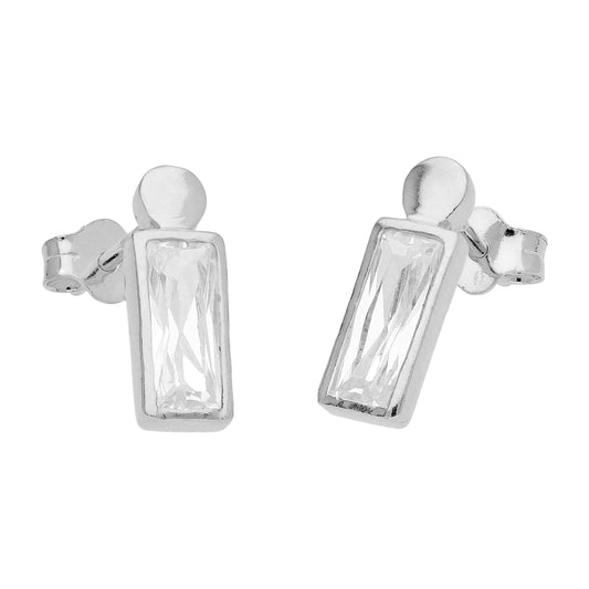 Boucles d'oreilles à tige en argent sterling avec perles en forme de baguette et zircones cubiques