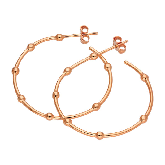 Boucles d'oreilles créoles à pompons en argent sterling plaqué or rose