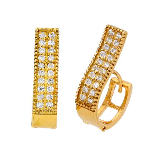 Boucles d'oreilles créoles en argent sterling plaqué or avec zircones cubiques