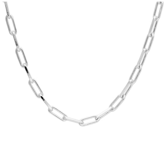 Collier ras du cou à longs maillons en argent sterling de 35 à 40 cm