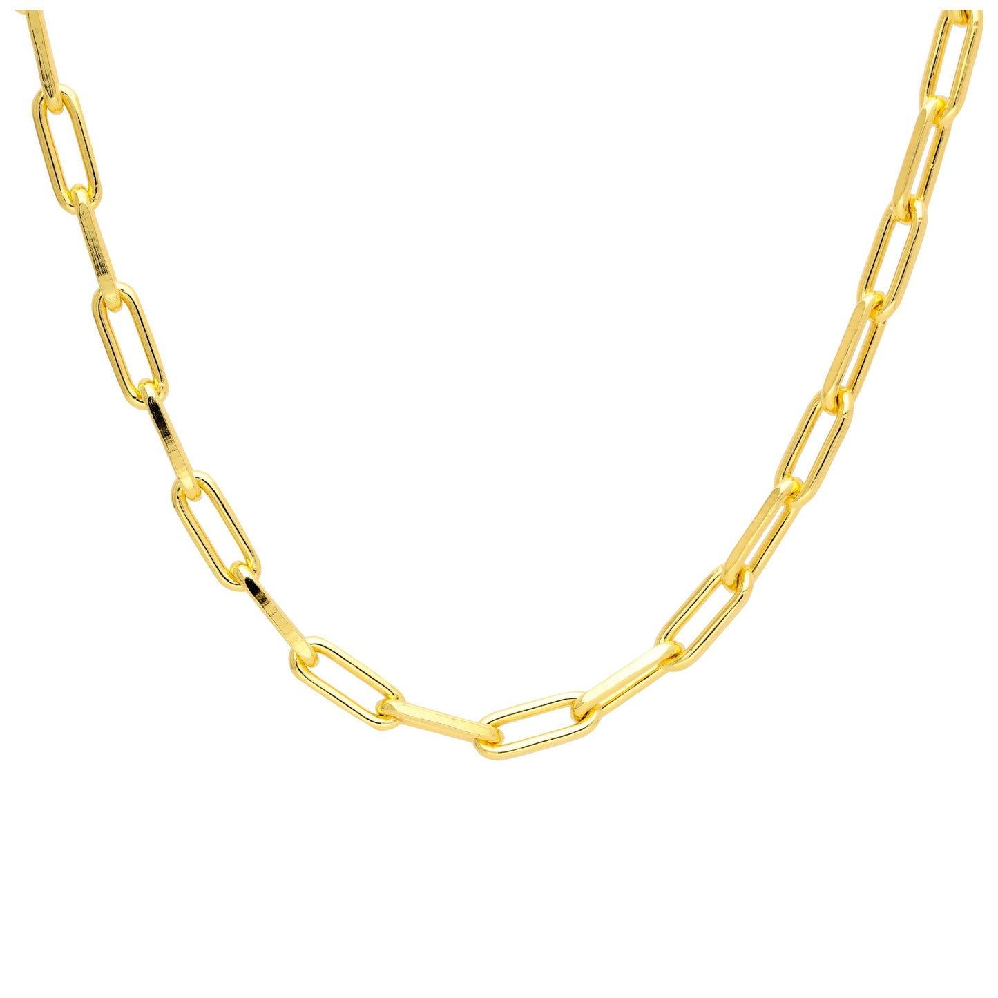 Collier ras du cou à longs maillons en argent sterling plaqué or 14-16"