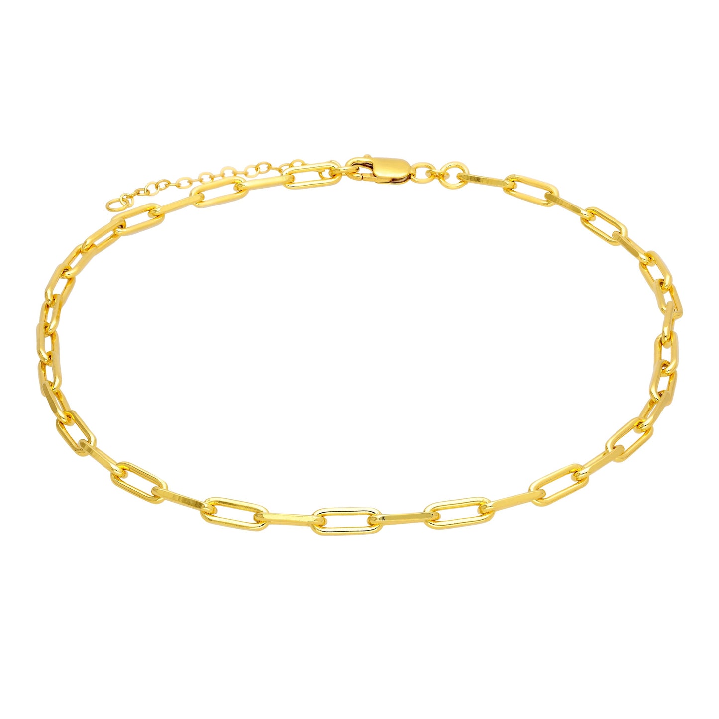 Collier ras du cou à longs maillons en argent sterling plaqué or 14-16"