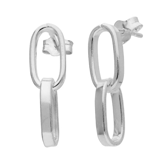 Boucles d'oreilles pendantes à chaîne à maillons en argent sterling