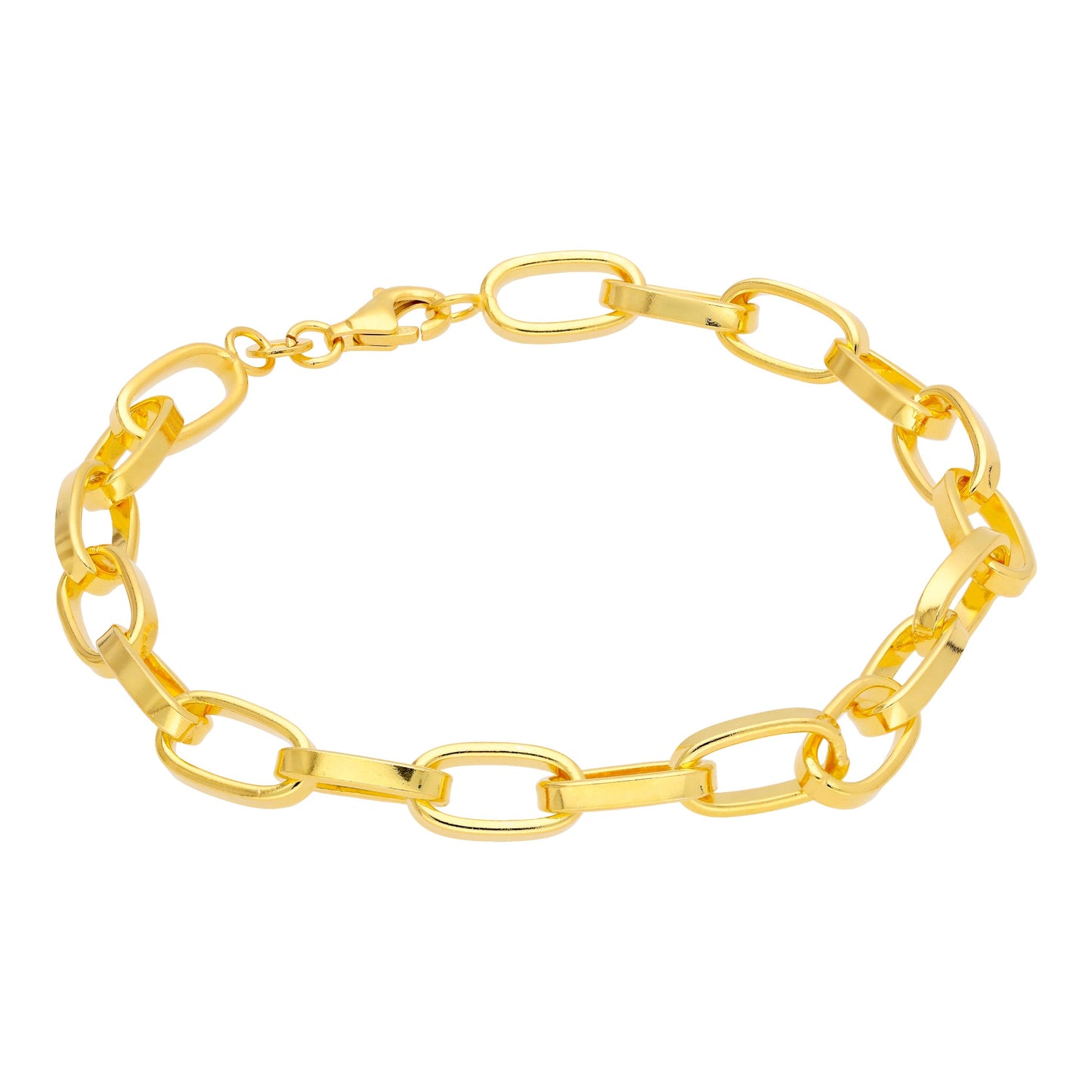 Bracelet à maillons en argent sterling plaqué or massif de 18 cm