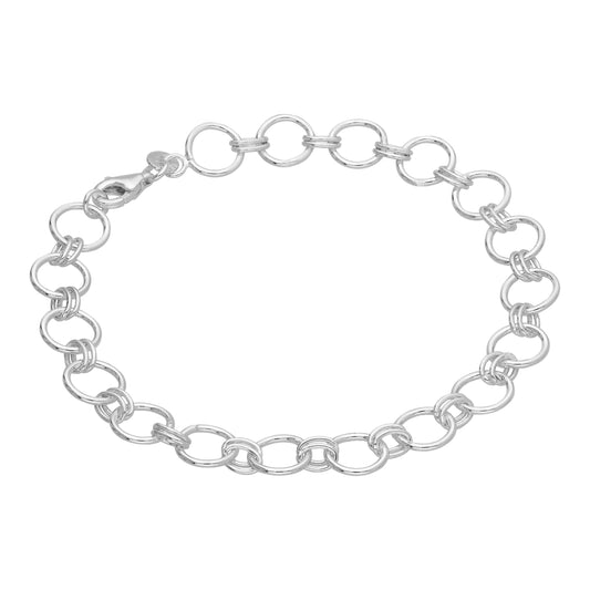 Bracelet chaîne à maillons ronds en argent sterling de 18 cm