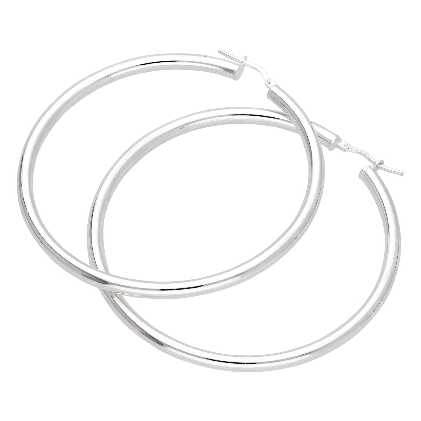 Boucles d'oreilles créoles unies en argent sterling de 55 mm