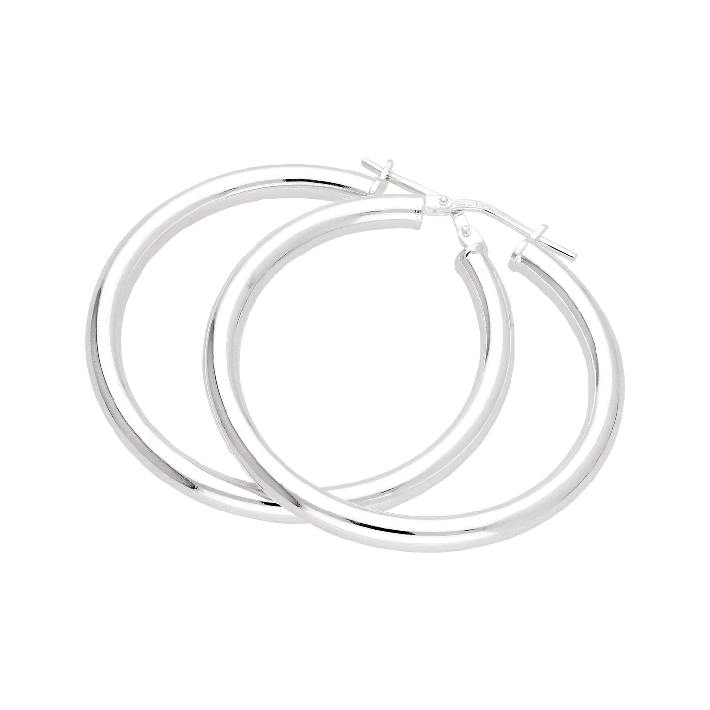 Boucles d'oreilles créoles unies en argent sterling de 35 mm