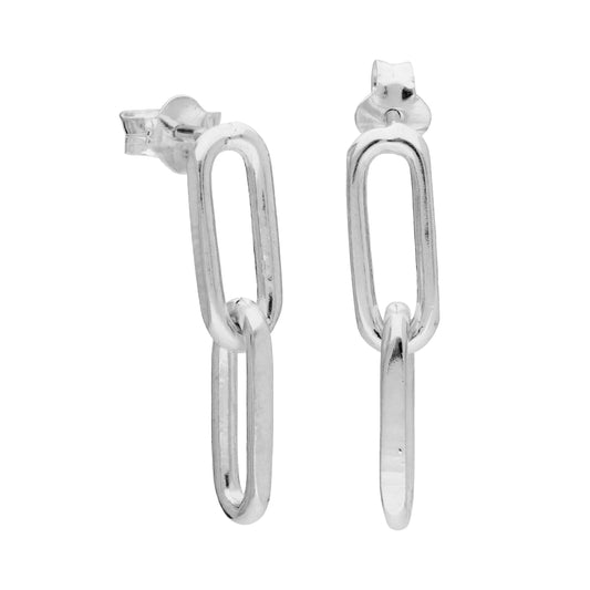 Boucles d'oreilles pendantes à longue chaîne à maillons en argent sterling