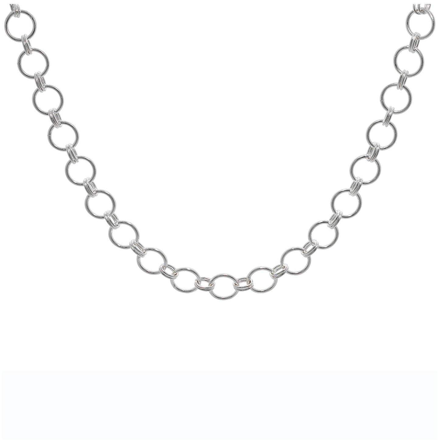 Collier réglable à maillons ronds en argent sterling de 40 à 45 cm