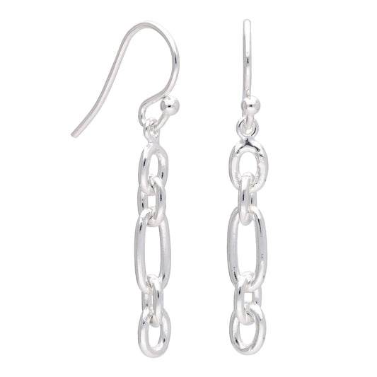 Boucles d'oreilles créoles pendantes en argent sterling avec maillons torsadés