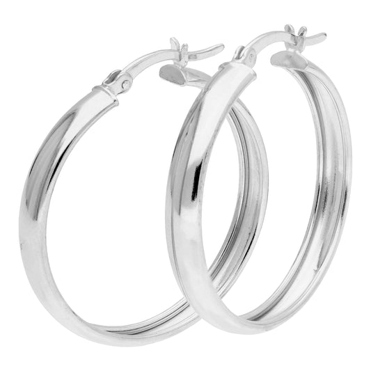 Boucles d'oreilles créoles épaisses en argent sterling de 30 mm