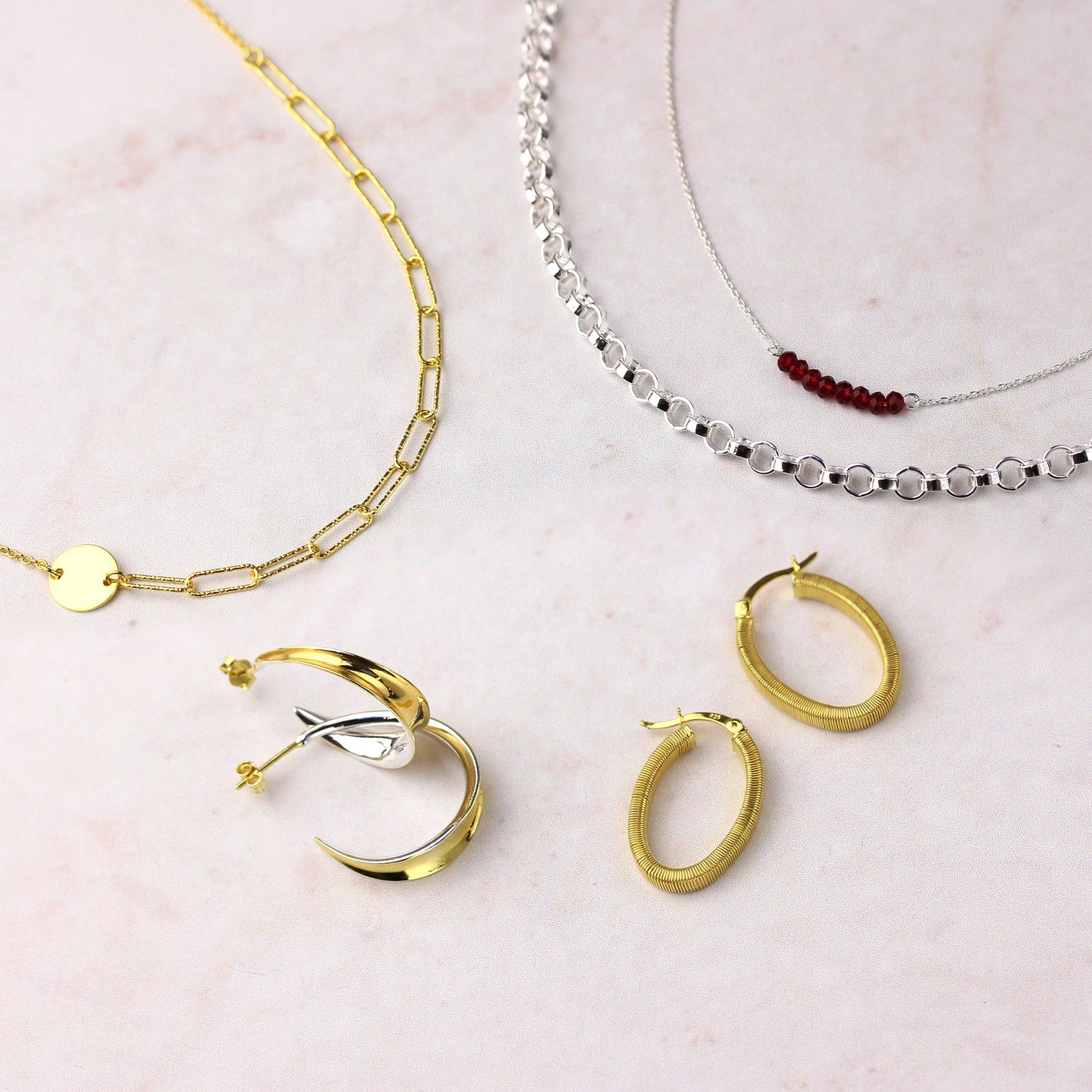 Collier réglable en argent sterling avec perles de grenat CZ de 40 cm