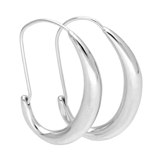Boucles d'oreilles créoles ovales liquides en argent sterling