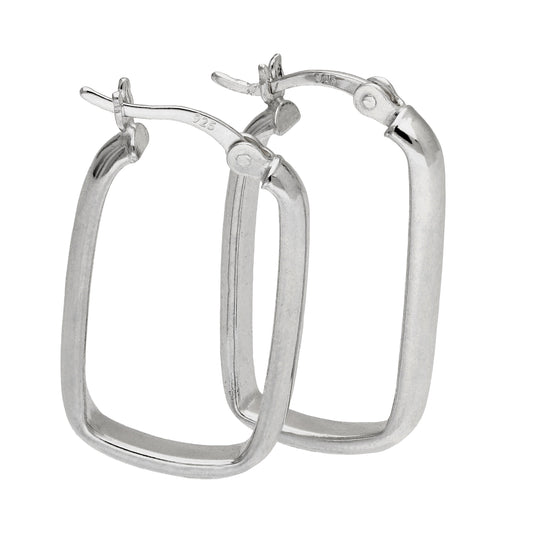 Boucles d'oreilles créoles ovales unies en argent sterling