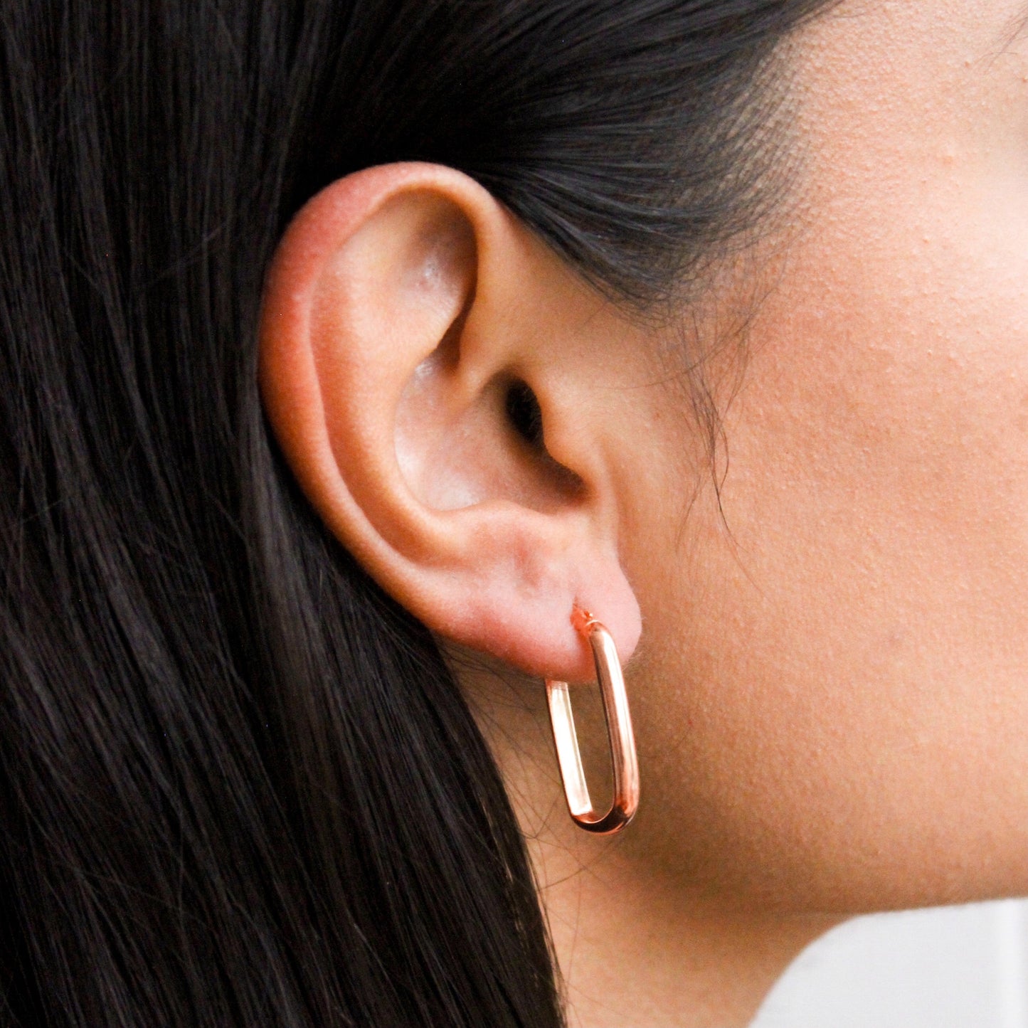 Boucles d'oreilles créoles ovales en argent sterling plaqué or rose