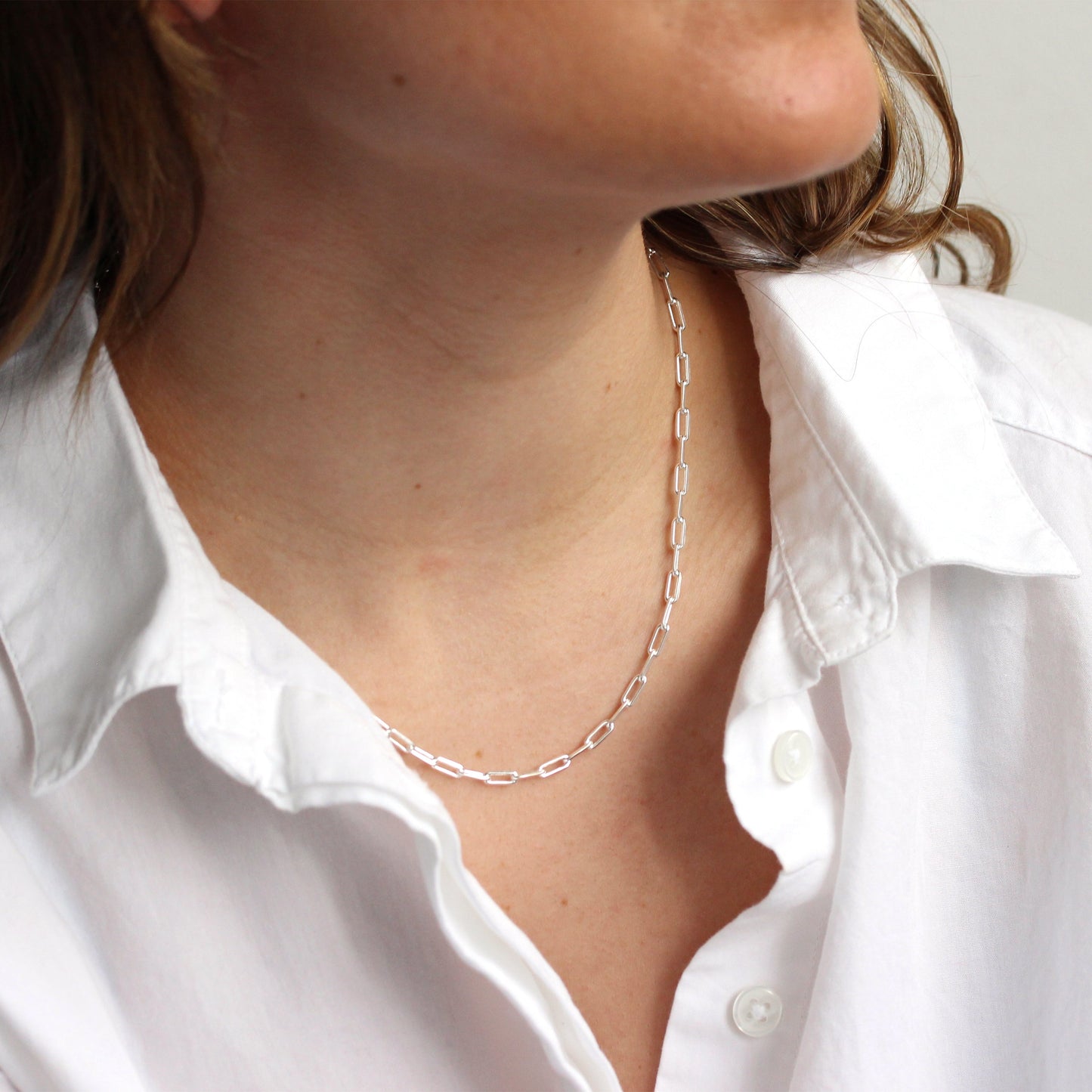 Collier à long maillons en argent sterling de 45,7 cm