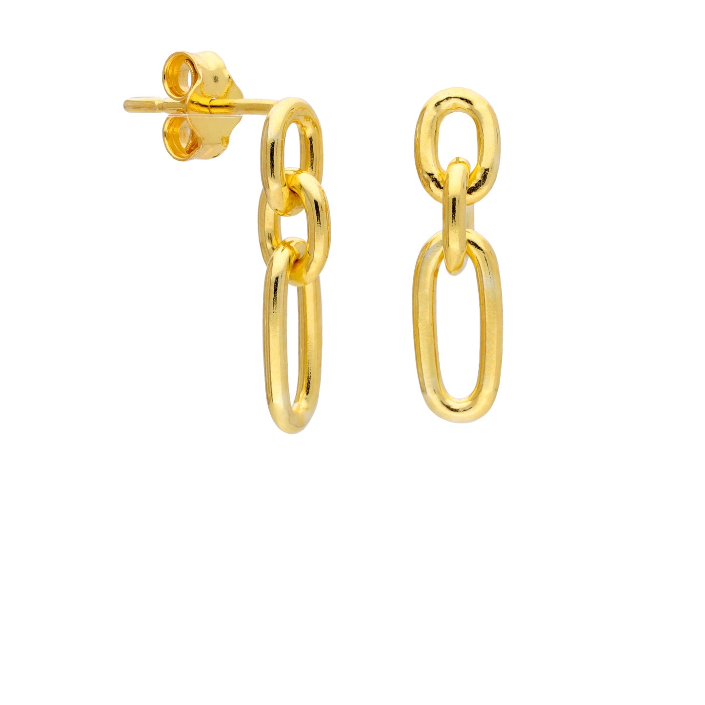 Boucles d'oreilles pendantes en argent sterling plaqué or avec chaîne torsadée