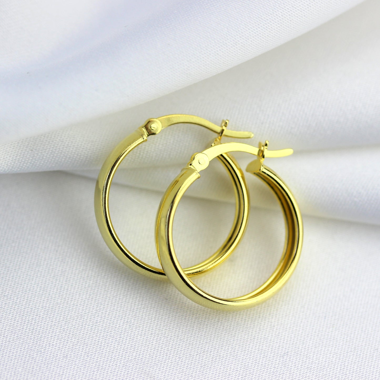 Boucles d'oreilles créoles épaisses en argent sterling plaqué or de 20 mm