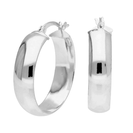 Boucles d'oreilles créoles épaisses en argent sterling de 25 mm