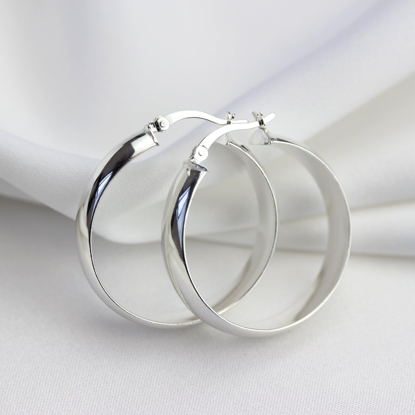 Boucles d'oreilles créoles épaisses en argent sterling de 30 mm